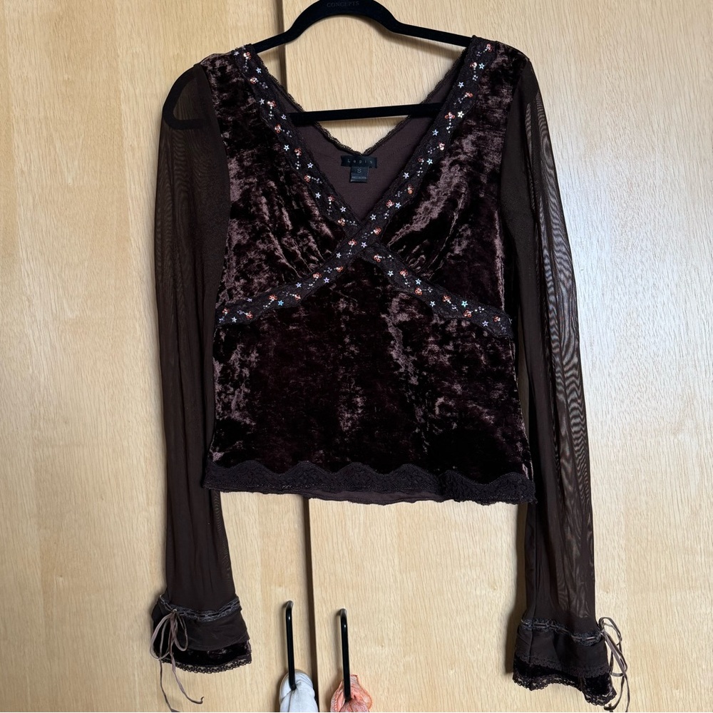 y2k crushed velvet top